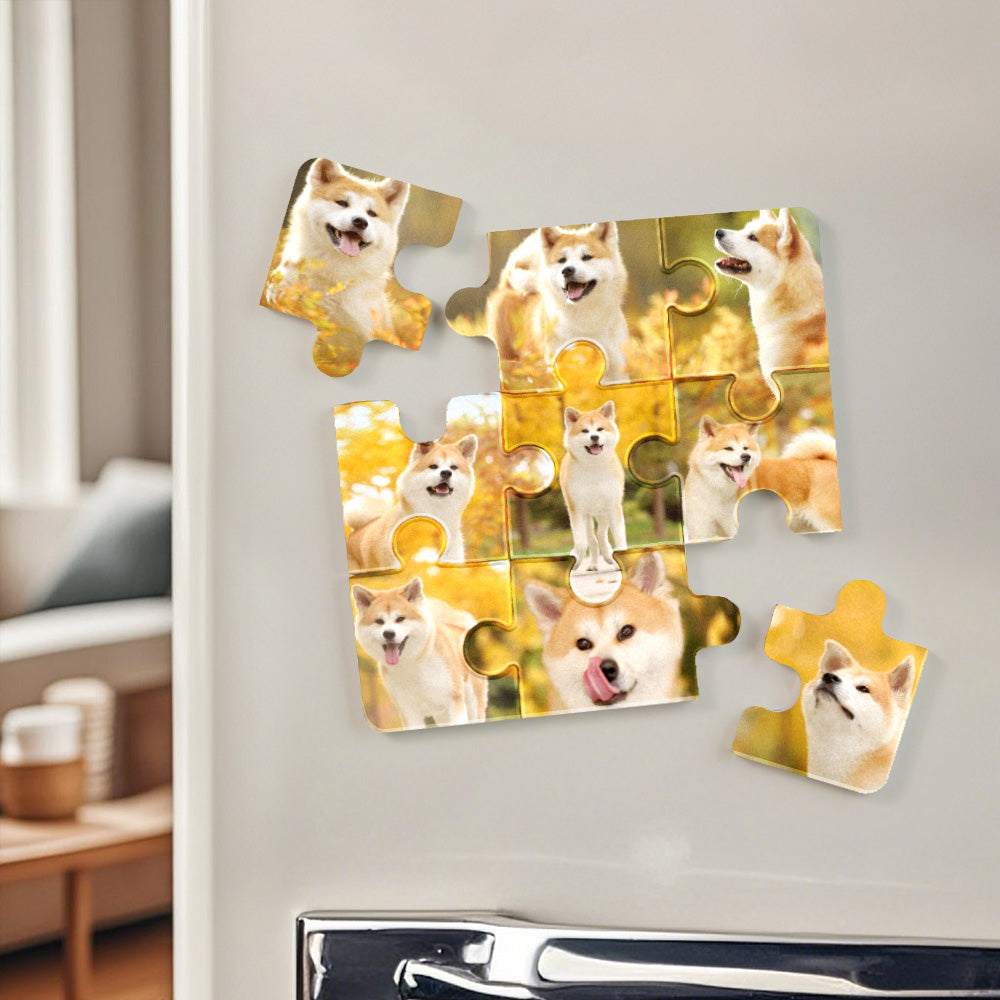Personalized Pet Photo Puzzle‑Piece Fridge Magnet