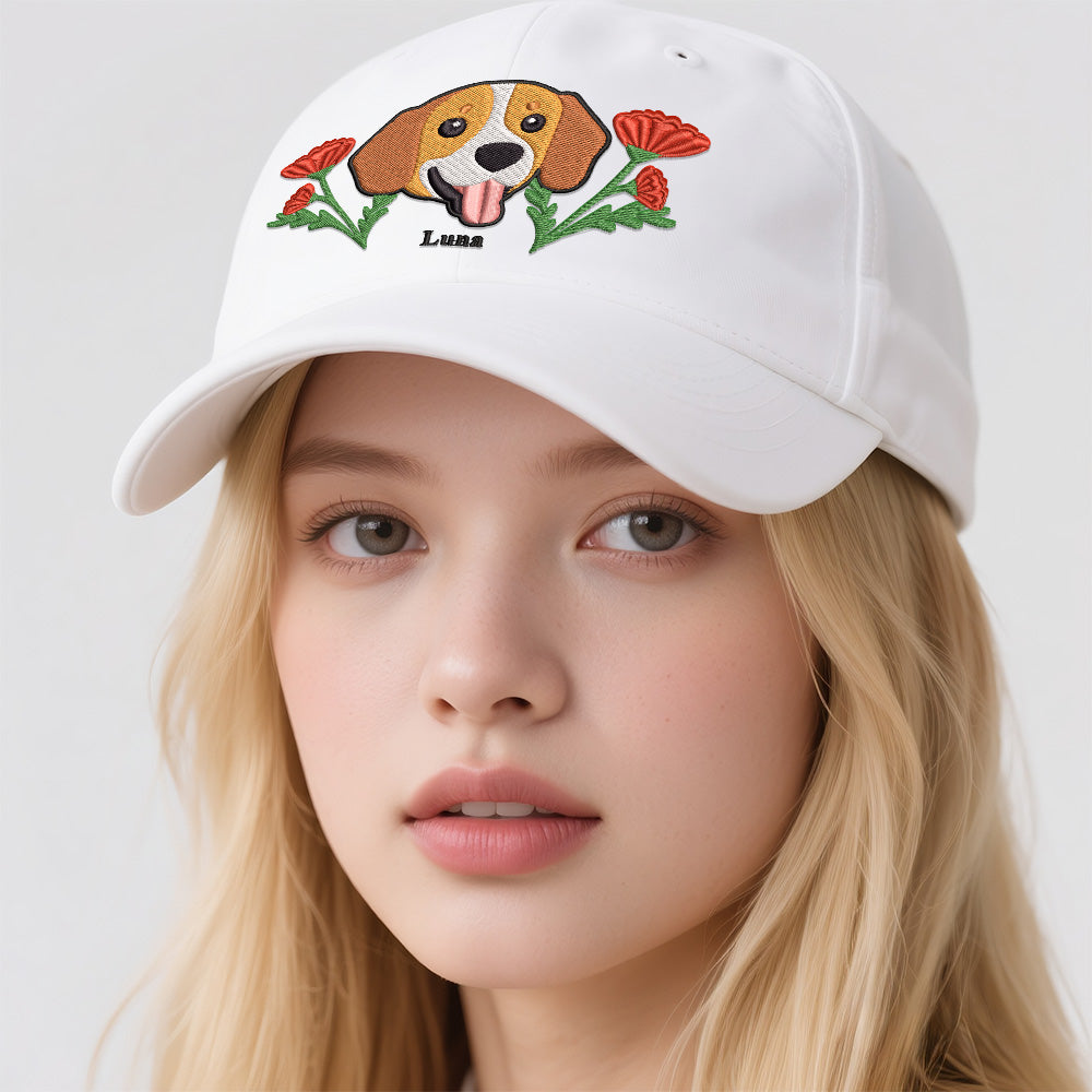 Personalized Pet Name Baseball Cap – Embroidered-Style Printed Design Custom Hat for Pet Lovers