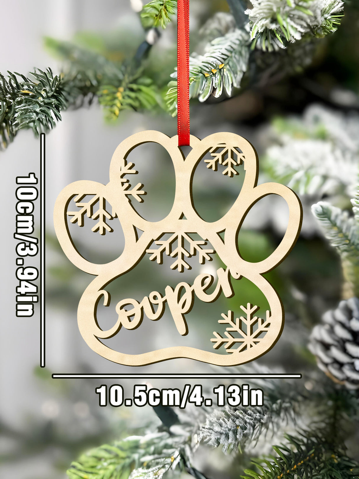 Personalized Name Dog Paw Snowflake Ornaments – Custom Christmas Tree Decorations