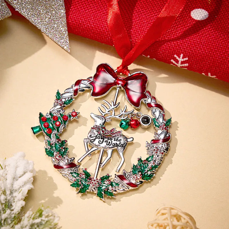 Personalized Photo Projection Ornaments Rotating Elk Shape Christmas Gifts