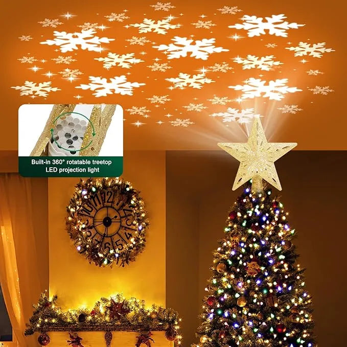 Christmas Tree Topper Star Lighted With 6 Projection Modes Christmas Star Tree Topper With Led Rotating Lights Gold Tree Topper