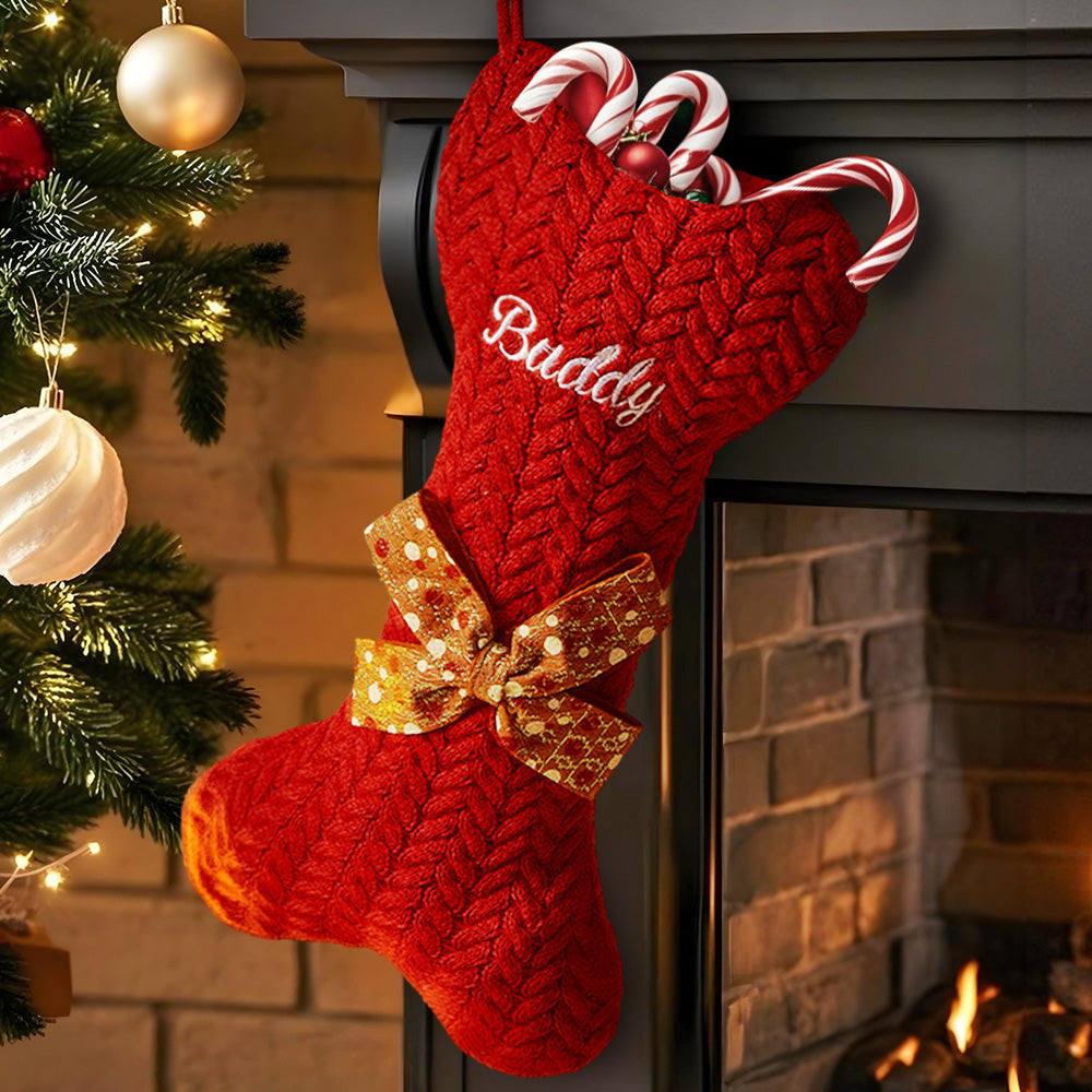 Personalized Dog Bone Christmas Stockings with Name Gift for Puppy Lovers