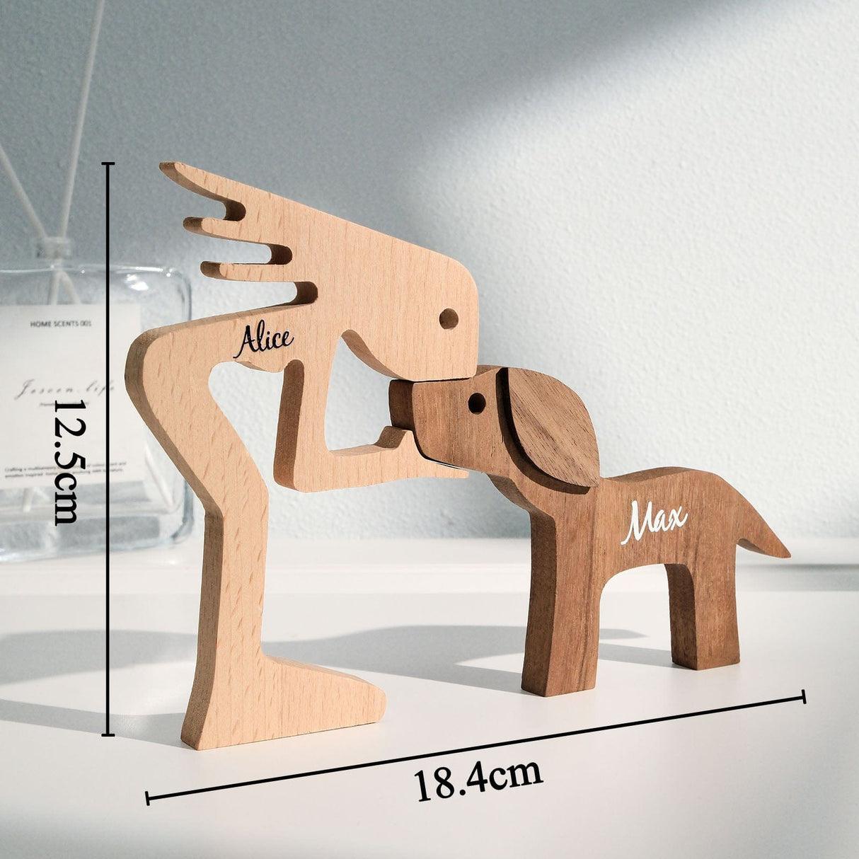 Personalized Wooden Dog Name Carving – Custom Table Décor Gift for Dog Moms