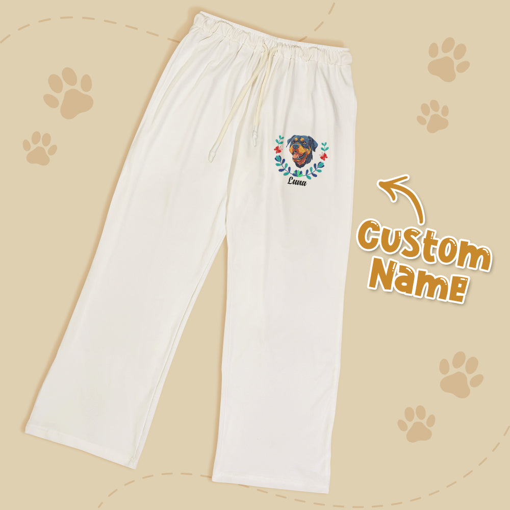 Personalized Pet Name Lounge Pants – Embroidered-Style Custom Sleepwear for Pet Lovers