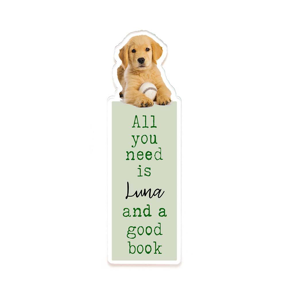 Personalized Pet Photo Acrylic Bookmark – Custom Name Gift for Dog Moms