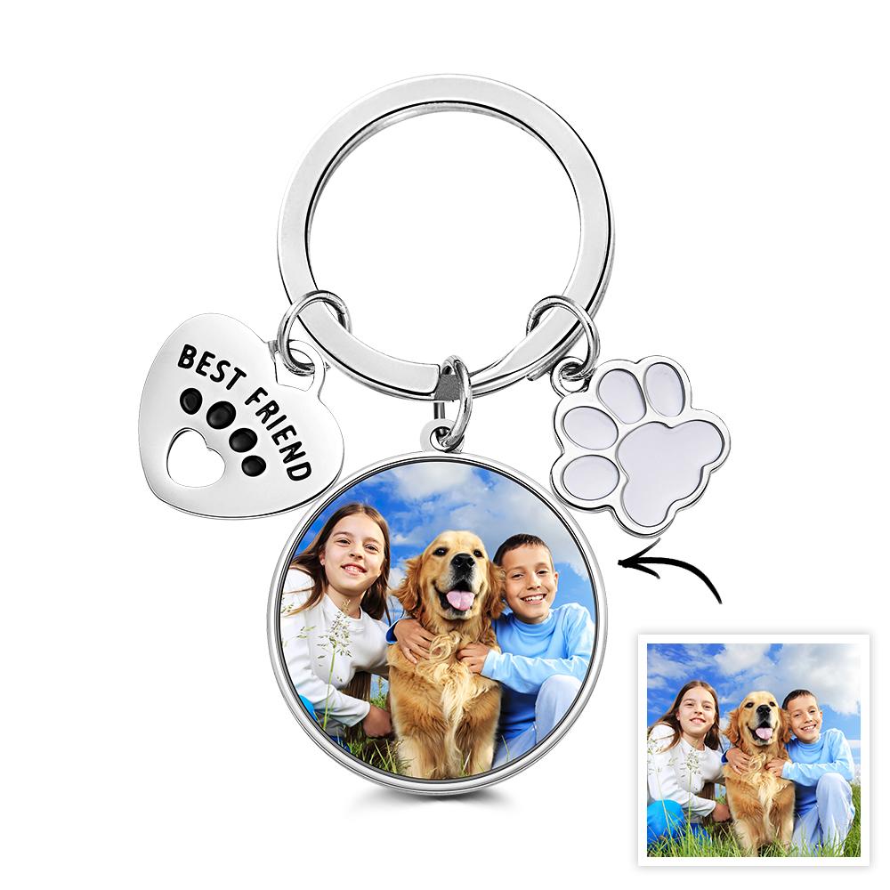 Personalized Dog Paw & Photo Keychain