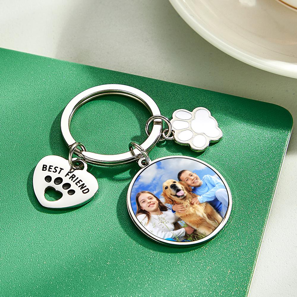 Personalized Dog Paw & Photo Keychain