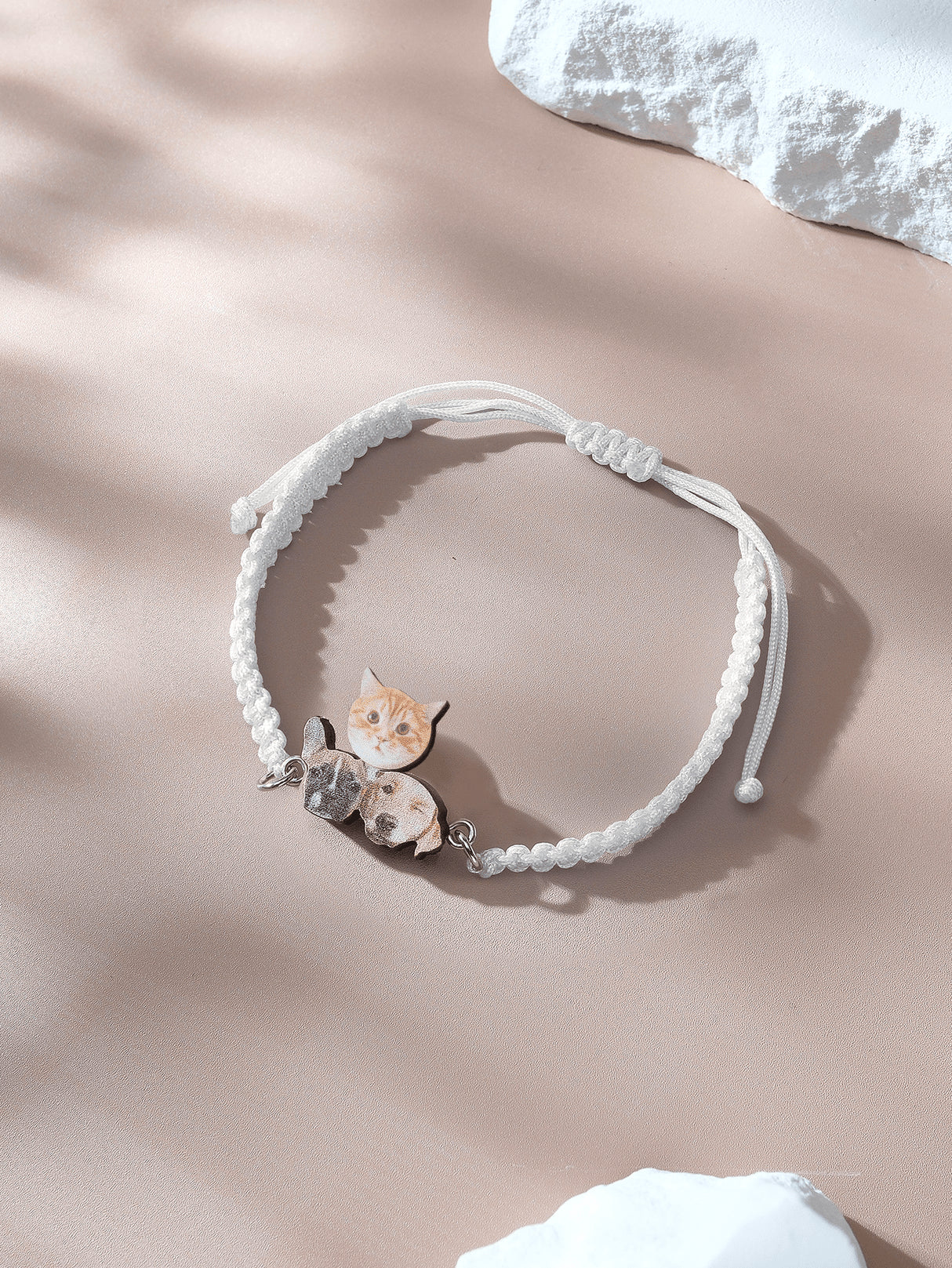 Personalized Pet Portrait Adjustable Braided Bracelet Birthday Gift for Pet Lover