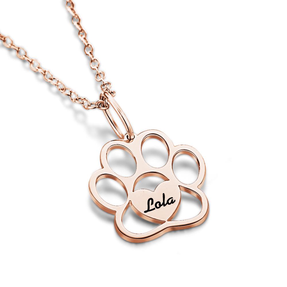 Custom Paw Print Name Necklace