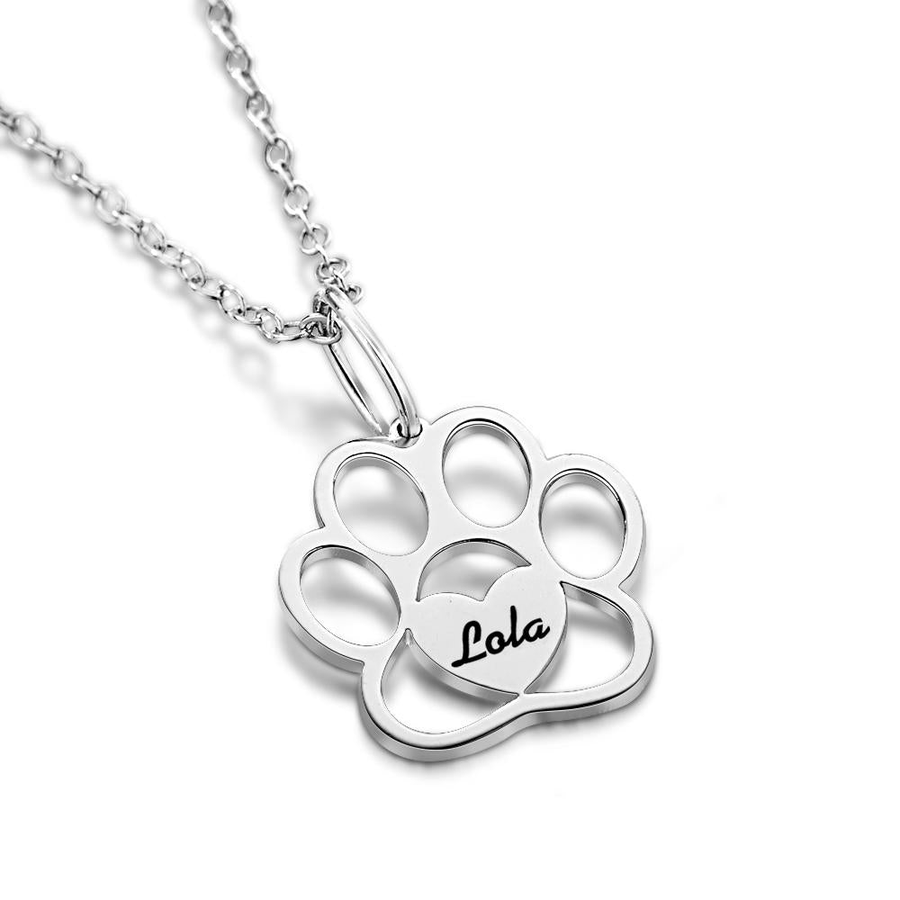 Custom Paw Print Name Necklace
