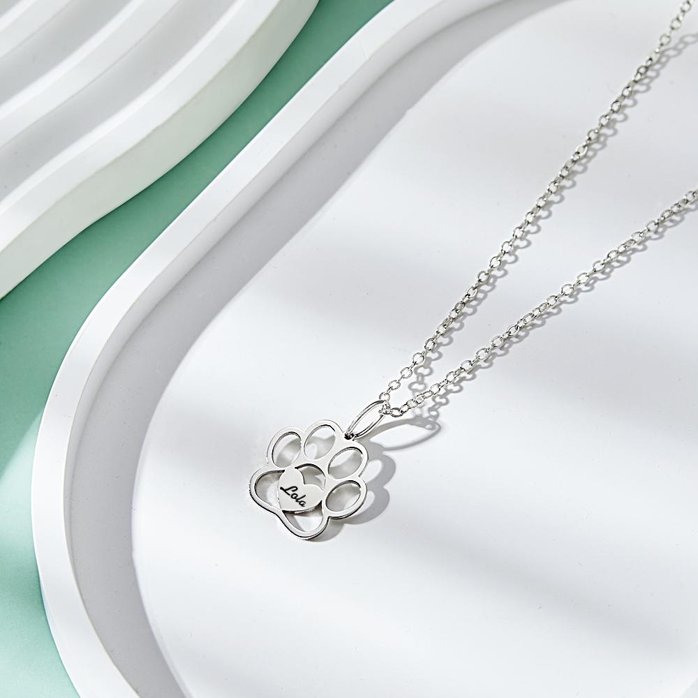 Custom Paw Print Name Necklace
