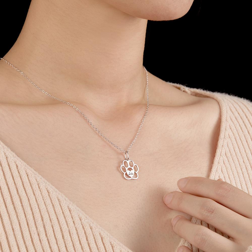 Custom Paw Print Name Necklace