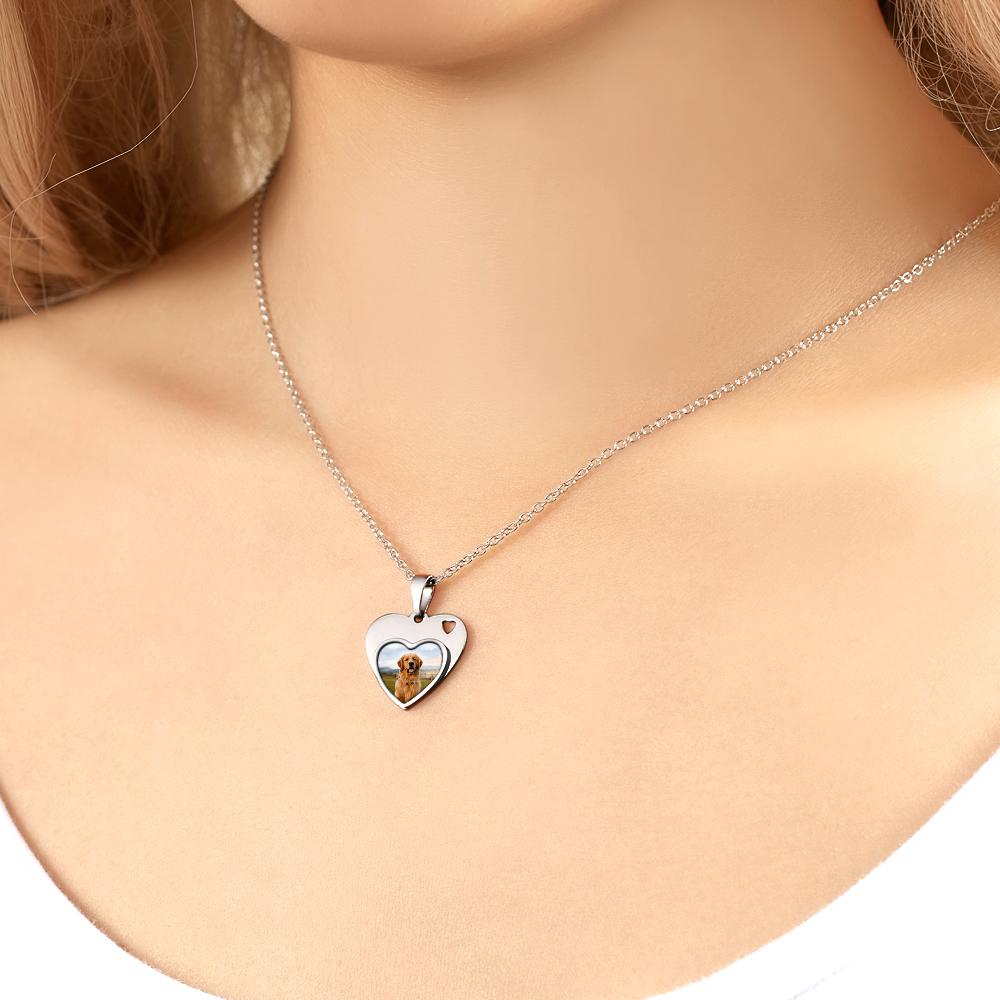 Custom Photo Engraved Necklace Heart Pet Gifts