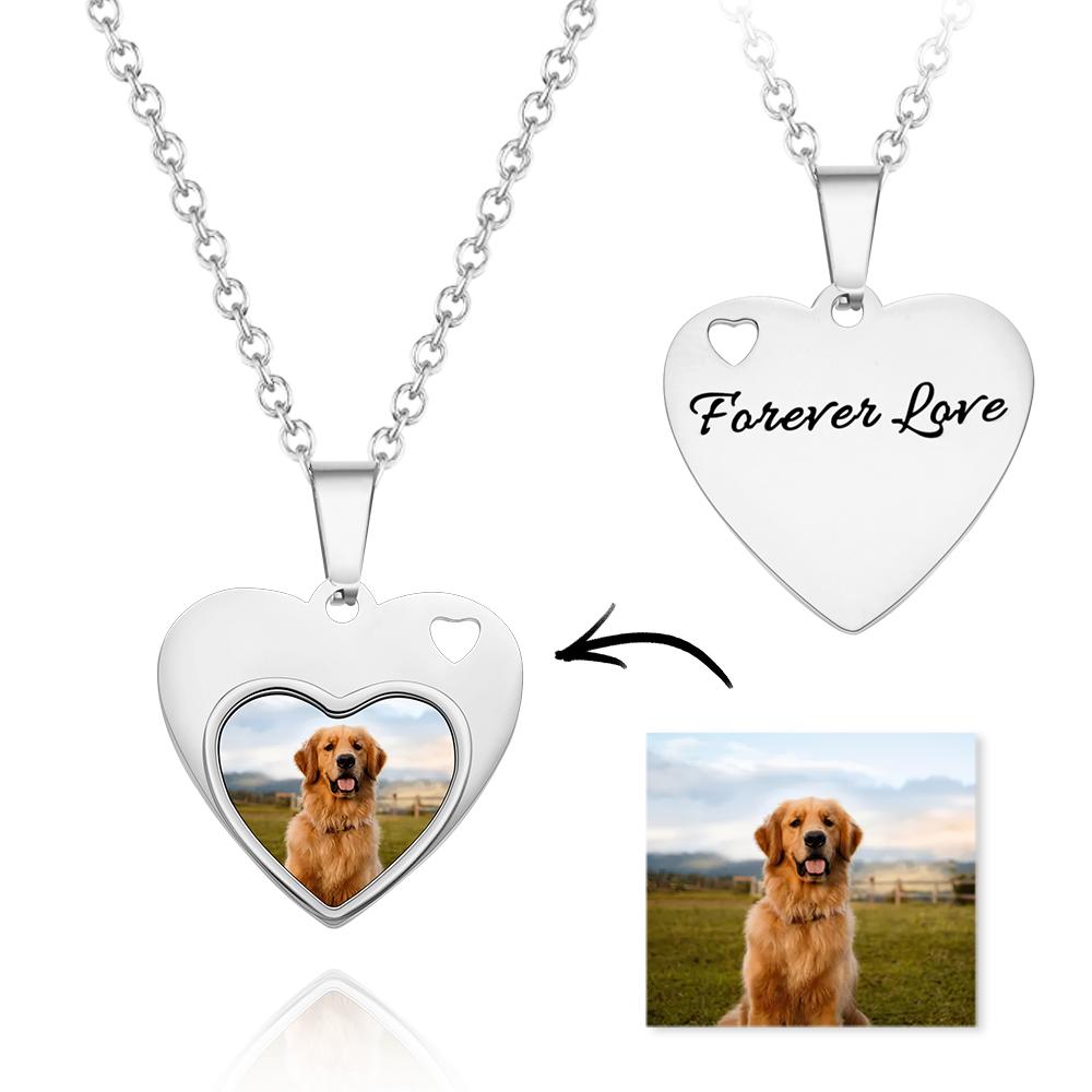 Custom Photo Engraved Necklace Heart Pet Gifts