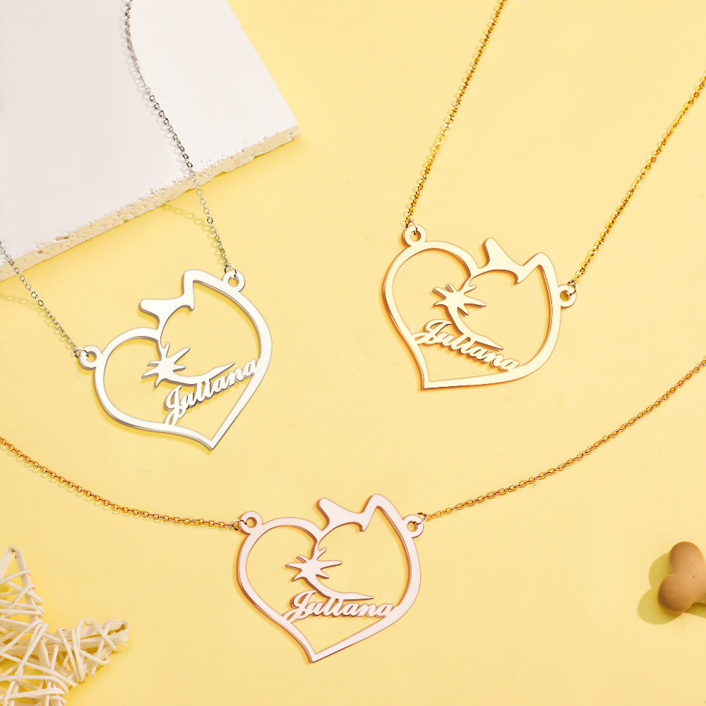 Personalized Name Heart Pet Memorial Necklace Memorial Gift for Her
