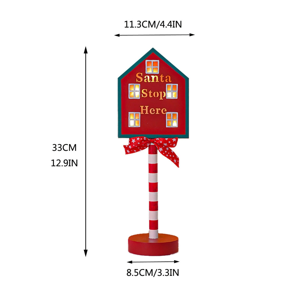 LED Wooden Christmas Light Board For Home Santa Stop Here First Sign Christmas Decoration
