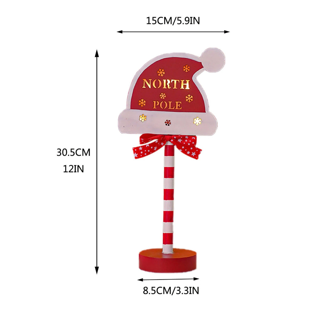 LED Wooden Christmas Light Board For Home Santa Stop Here First Sign Christmas Decoration