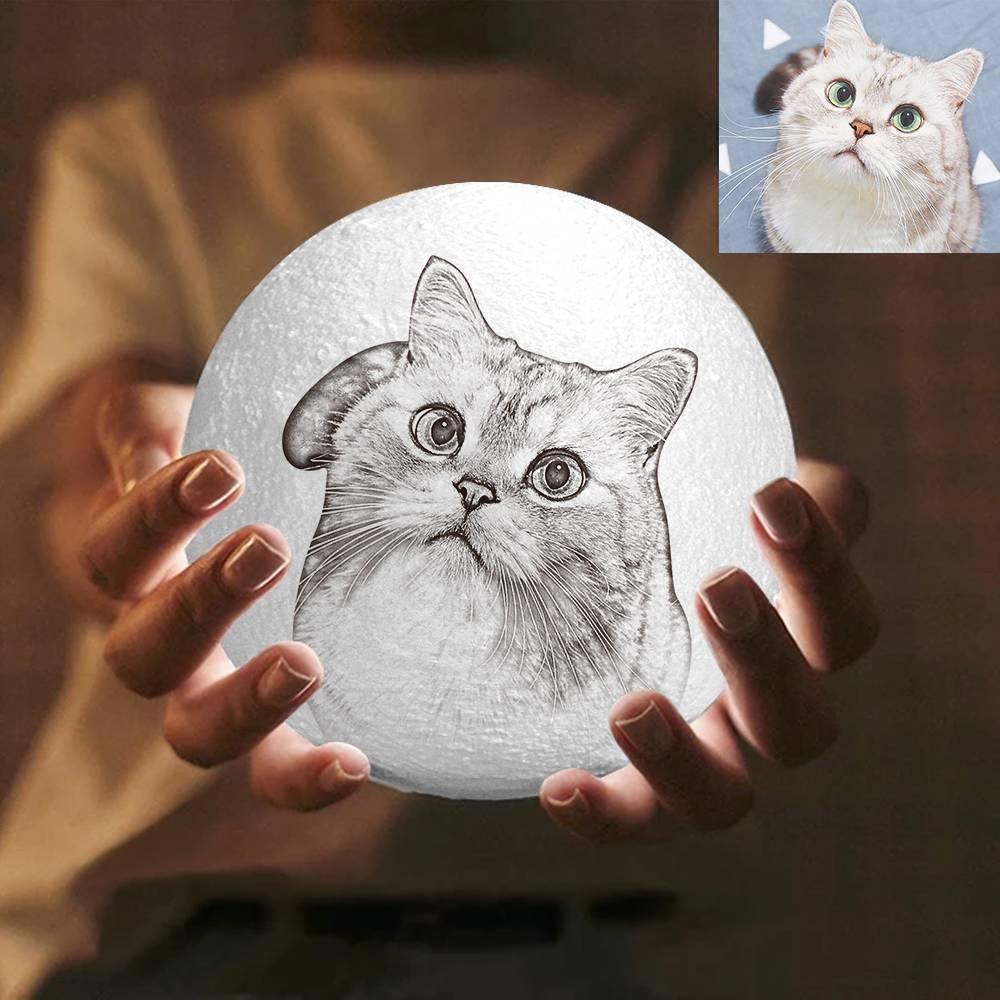 Photo Moon Lamp, Custom 3D Photo Light, Cute Pet - Remote Control Sixteen Colors 10-20cm