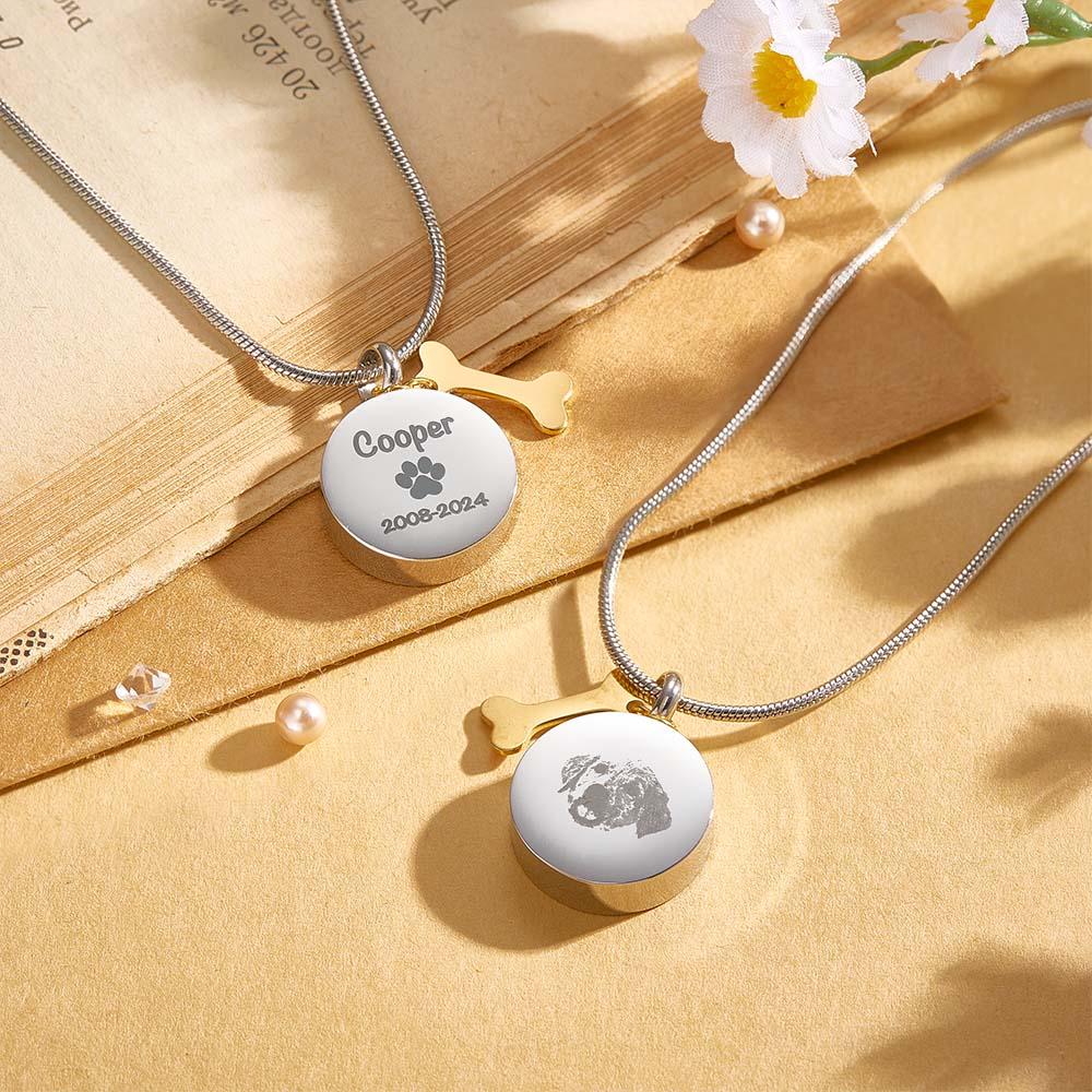 Personalized Engraved Pet Ashes Necklace Memorial Keepsake Gift for Dog Cat Pet Lovers