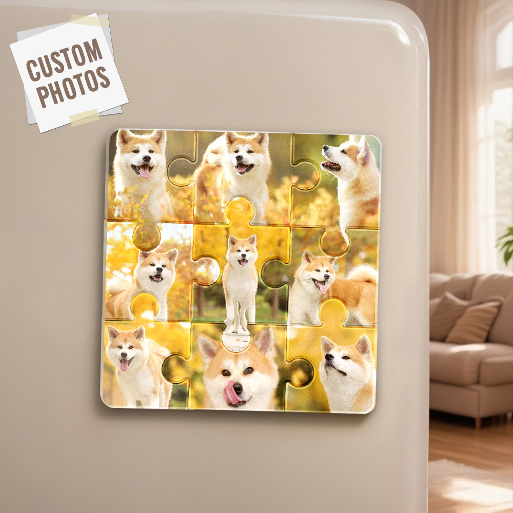 Personalized Pet Photo Puzzle‑Piece Fridge Magnet