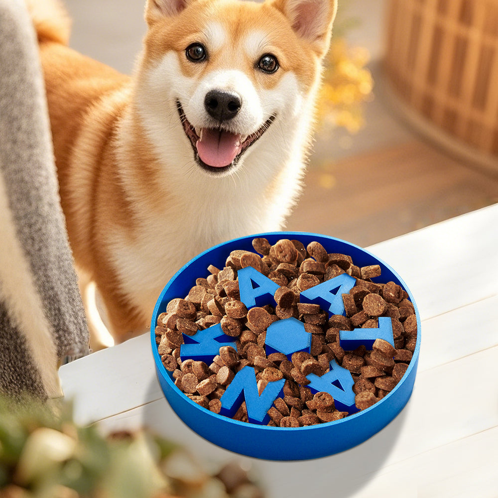 Personalized Slow Feeder Dog Bowl – Custom 3D Printed Name