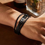 Custom Photo Men's Bracelet PU Leather Engraved Name and Date Men's Bracelet Best Valentine's Day Gift for Him