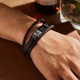 Custom Photo Men's Bracelet PU Leather Engraved Name and Date Men's Bracelet Best Valentine's Day Gift for Him