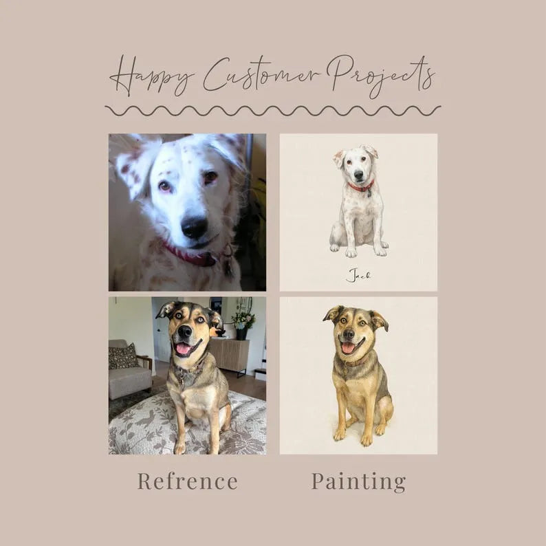 Custom Watercolor Dog Portrait – Hand-Drawn Personalized Gift