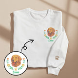 Custom Embroidered-Style Pet Sweatshirt – Personalized Pullover with Pet Name & Wreath