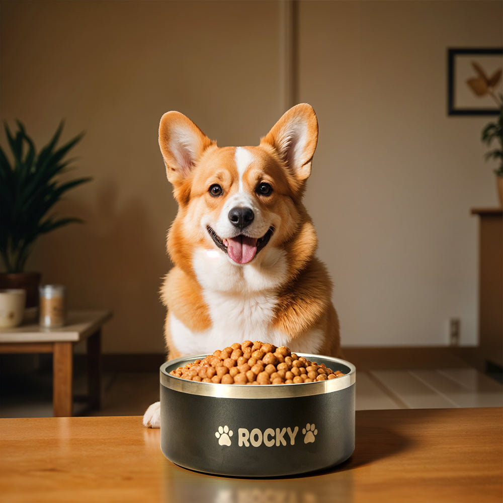 Personalized 32oz Dog Bowl – Custom Name Non-Slip Water & Food Dish Gift for Dog Moms