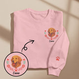 Custom Embroidered-Style Pet Sweatshirt – Personalized Pullover with Pet Name & Wreath