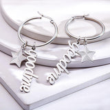Custom Name Earrings With Little Star Simplicity Stainless Steel Earrings