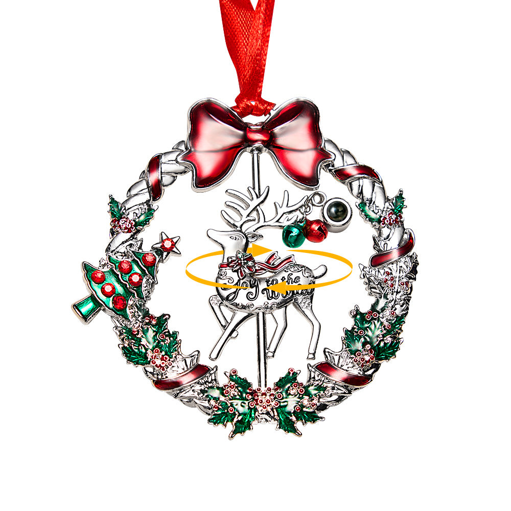 Personalized Photo Projection Ornaments Rotating Elk Shape Christmas Gifts