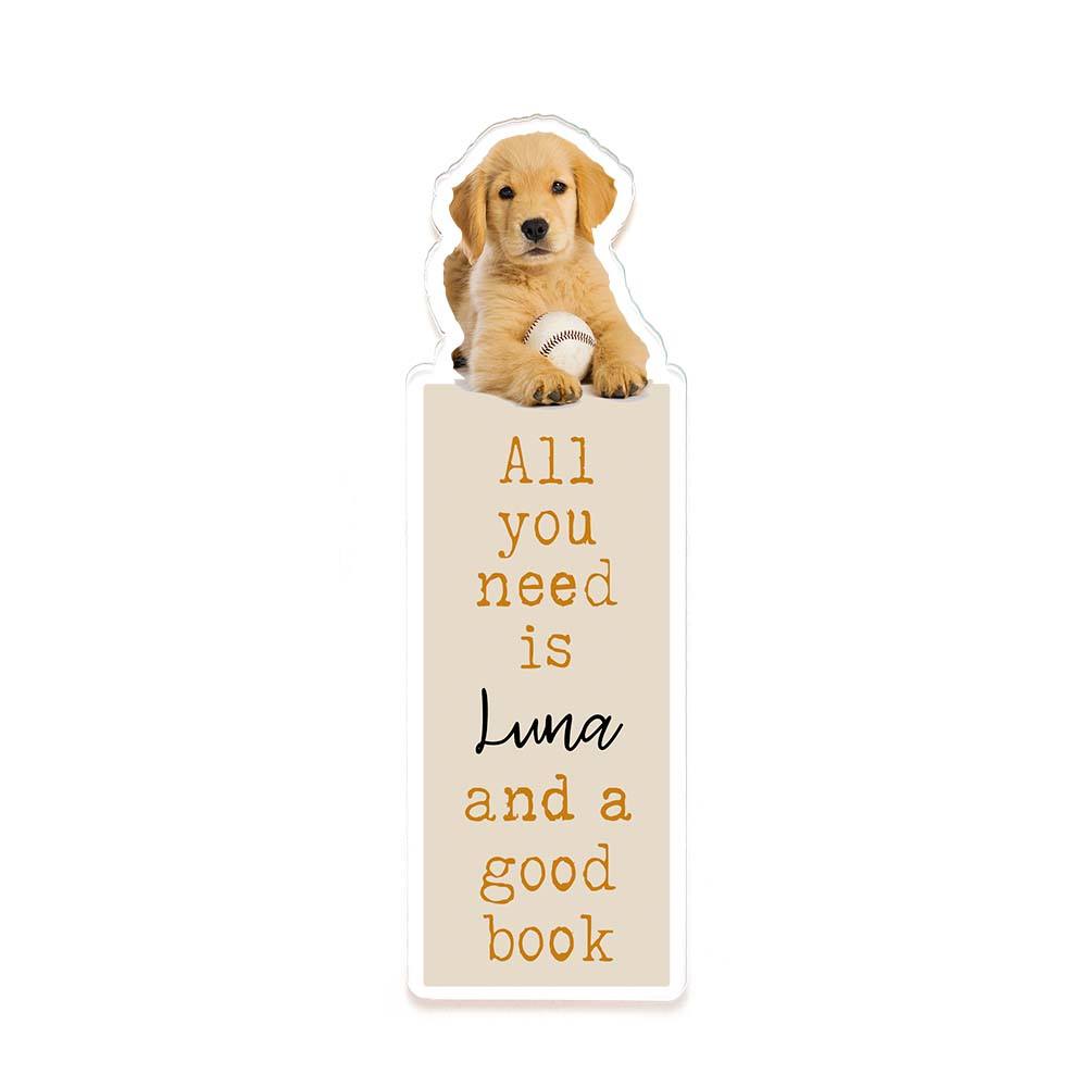 Personalized Pet Photo Acrylic Bookmark – Custom Name Gift for Dog Moms