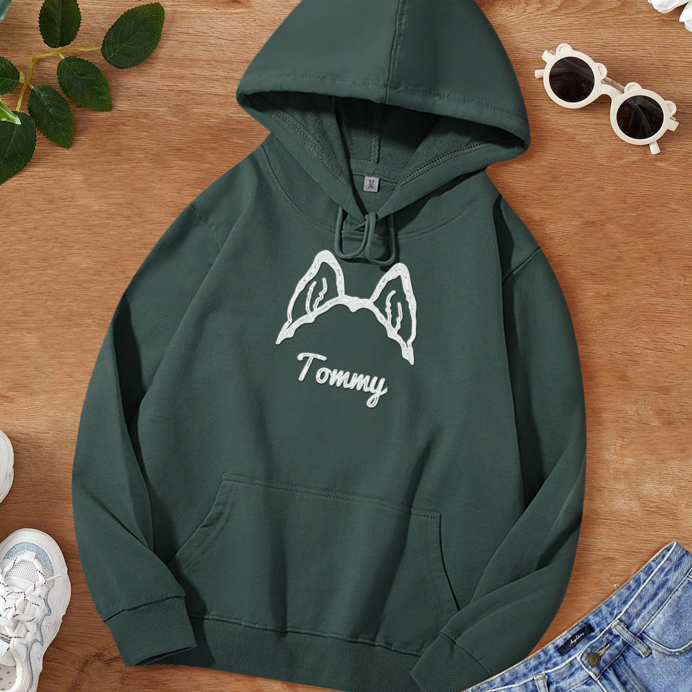 Custom Embroidered Dog Ear Sweatshirt – Personalized Dog Mom Hoodie Gift