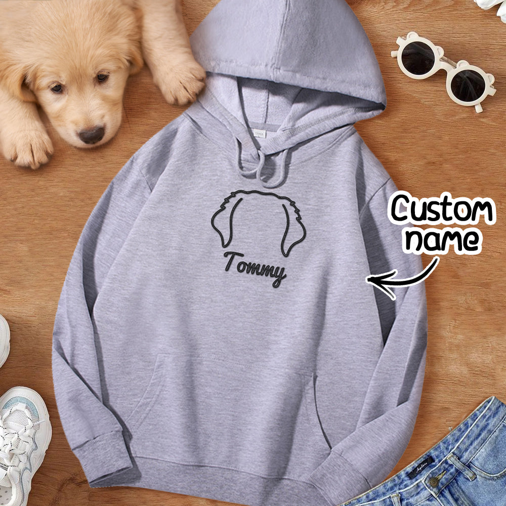 Custom Embroidered Dog Ear Sweatshirt – Personalized Dog Mom Hoodie Gift