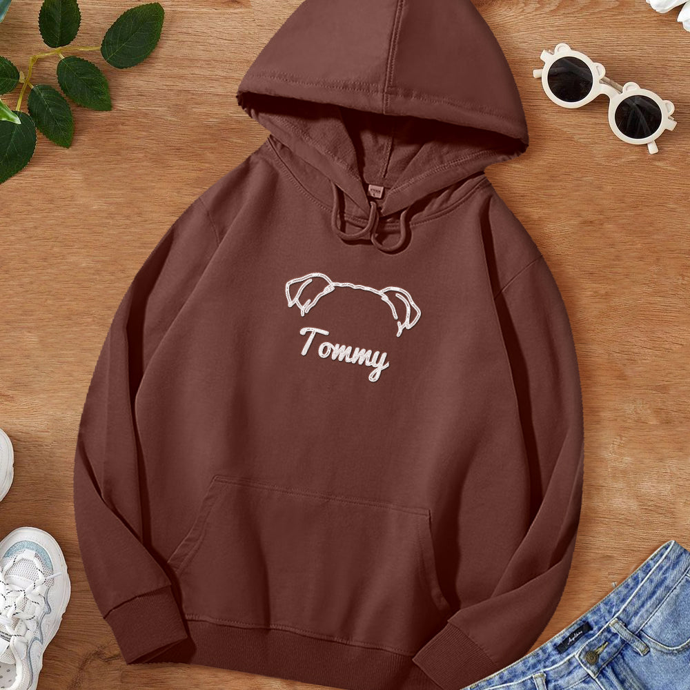Custom Embroidered Dog Ear Sweatshirt – Personalized Dog Mom Hoodie Gift