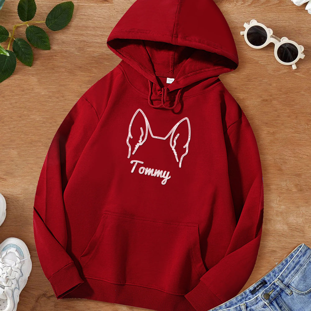 Custom Embroidered Dog Ear Sweatshirt – Personalized Dog Mom Hoodie Gift