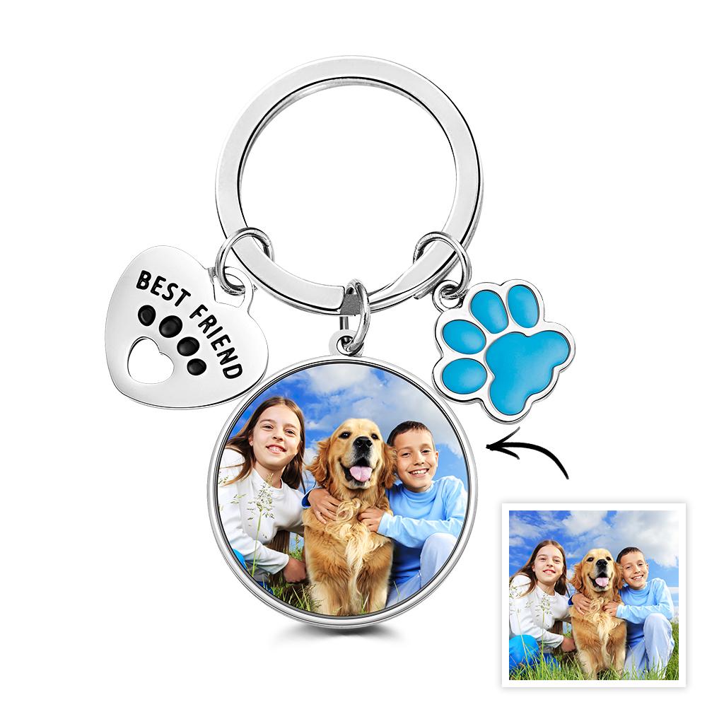 Personalized Dog Paw & Photo Keychain