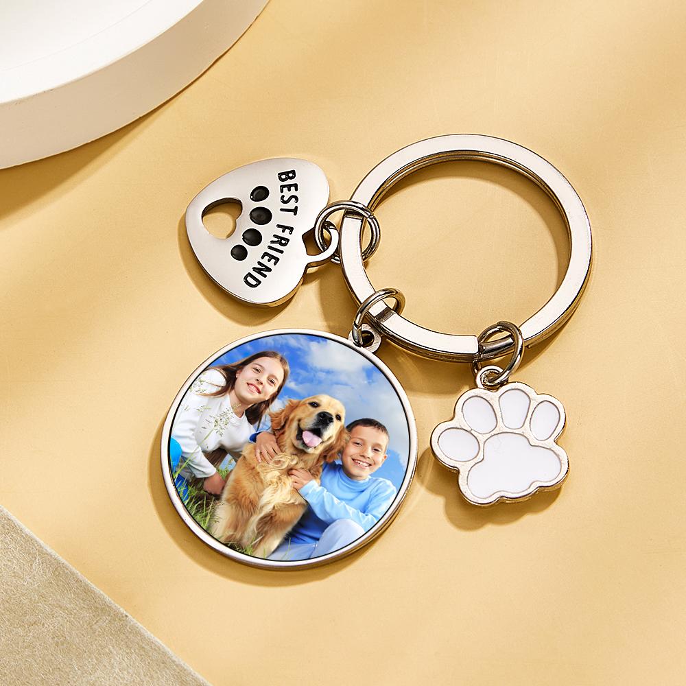 Personalized Dog Paw & Photo Keychain
