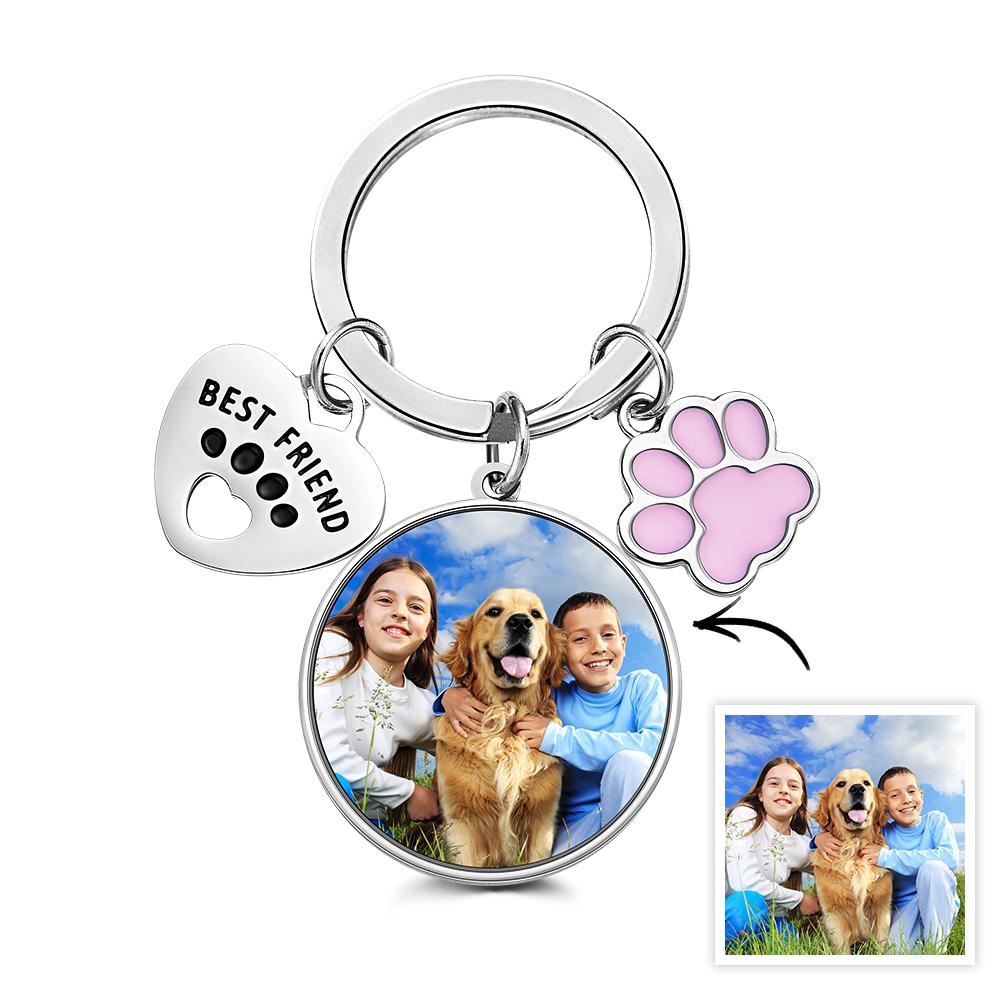 Personalized Dog Paw & Photo Keychain