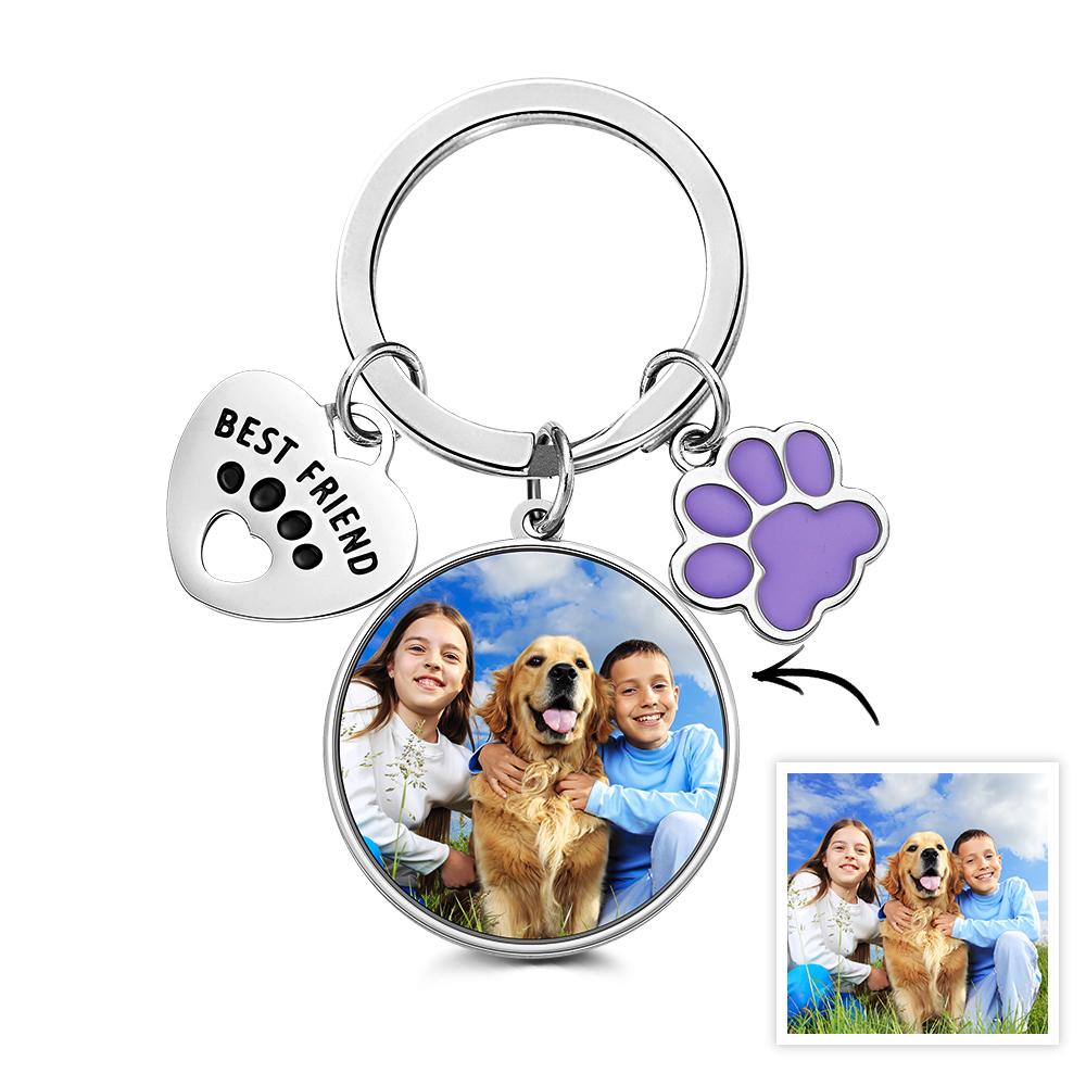 Personalized Dog Paw & Photo Keychain