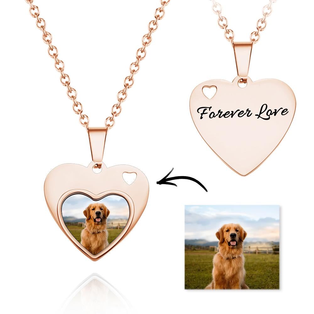 Custom Photo Engraved Necklace Heart Pet Gifts