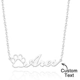 Personalized Pet Paw Print Name Necklace Lovely Animal Paw Necklace Jewelry