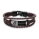 Custom Photo Men's Bracelet PU Leather Engraved Name and Date Men's Bracelet Best Valentine's Day Gift for Him