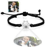 Custom Dog Paw Photo Projection Bracelet Braided Rope Bracelet Gift for Pet Lover