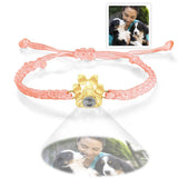 Custom Dog Paw Photo Projection Bracelet Braided Rope Bracelet Gift for Pet Lover