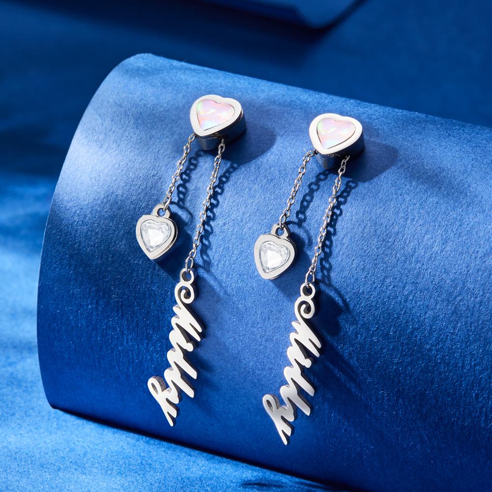 Custom Engraved Earrings Heart-shaped Name Earrings Unique Gift