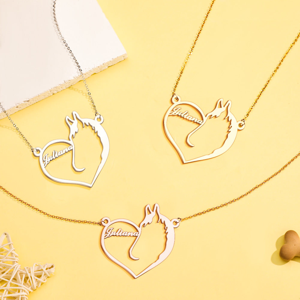 Personalized Name Heart Pet Memorial Necklace Memorial Gift for Her