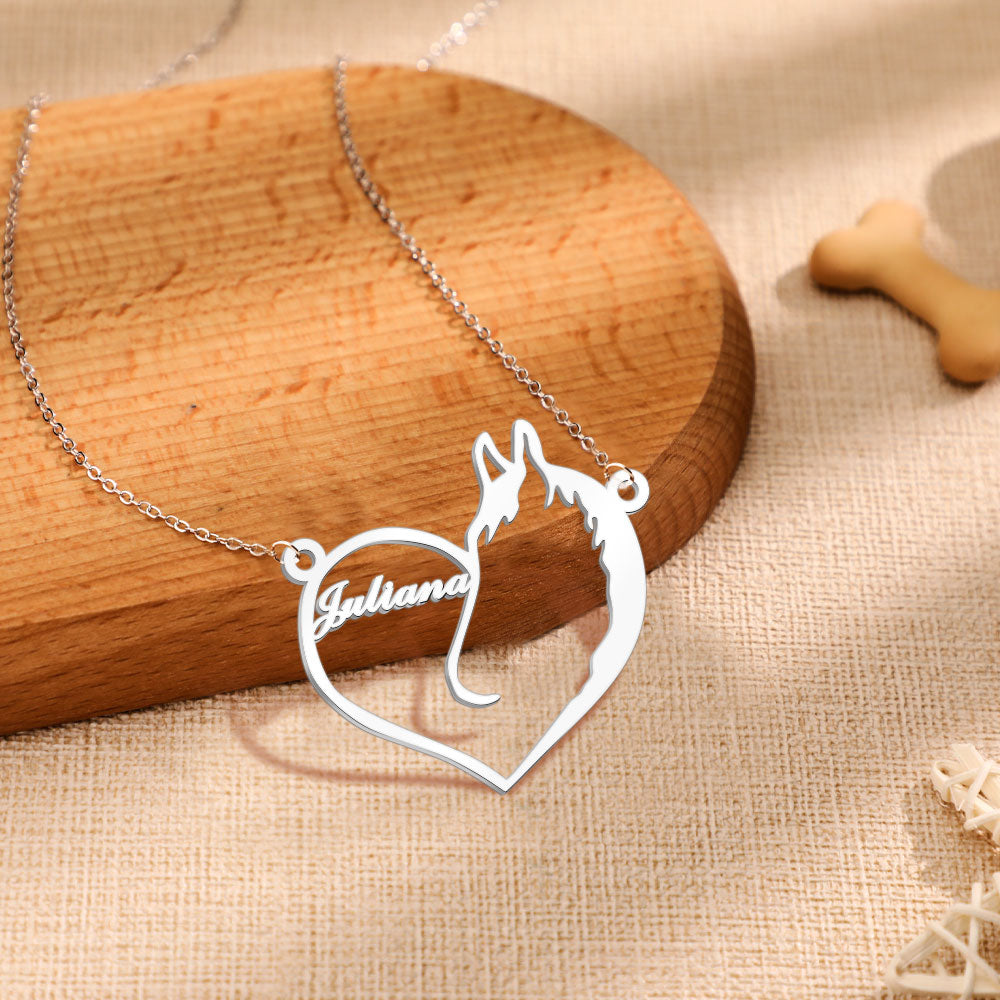 Personalized Name Heart Pet Memorial Necklace Memorial Gift for Her